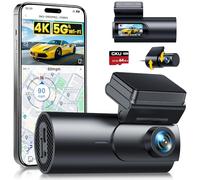 GKU 4K Dashcam Auto Vorne Hinten, 5GHz WiFi GPS, Dual Dash Cam, 1.5” IPS Mini Auto Kamera mit 64GB SD Karte, Parküberwachung, Super Nachtsicht, WDR, 170° Weitwinkel, G-Sensor, APP Steuerung, Max 256GB