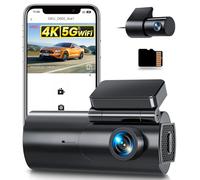 GKU Dashcam Auto Vorne Hinten 4K/2.5K, 5.8GHz WiFi Dashcam mit 64GB SD Karte, Auto Kamera mit Parküberwachung, Super Nachtsicht, WDR, 170° Weitwinkel, G-Sensor, Loop-Aufnahme, APP Steuerung, Max 256GB
