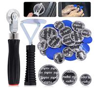 Glarks 25-teiliges Reifenreparatur-Werkzeug-Set mit Reifenflickrolle, Reifeninnenauskleidungsschaber und rundem Naturkautschuk-Reifenpannen, praktisches Autoreifenreparaturwerkzeug für Auto, LKW,