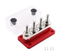 Gloaso Heavy Duty Sammelschiene Kupfer 12V -48V 600A BusBar mit 4x M10 Bolzen Stromverteilungsblock, 600 Amp Batterie Sammelschienen DC Bus Bar für Wohnmobil KFZ LKW Camper Boot Marine Solar, Rot