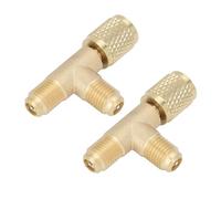 Glomora 2 Stück Schnellkupplungs-T-Adapter mit Ventilkern Messing 1/4 Zoll SAE-Kältemittel-T-Adapter Stabile Struktur für R22 R12 R134