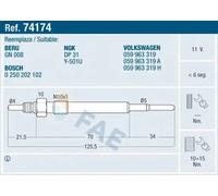 Glühkerze 74174 FAE für AUDI VW SKODA