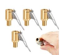 GNALIA Ventilverlängerung Autoventil 4 Stück, 8Mm Messing Adapter Gold, Druckluft Reifenfüllnippel Mit Ventilgewinde, Hebelstecker Für Reifenventile Und Luftkompressoren