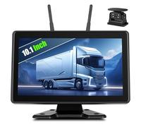 GOHHDL Solar Rückfahrkamera Kabellos mit 10.1 Zoll Touch Split-Screen Monitor, 10000mAh Lithium Battery, BSD, DVR-Aufnahme, Nachtsicht, IP68 Wasserdicht Rückfahrkameras für Auto, LKW, Van