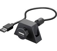 Goobay 95444 USB Verlängerung inkl. Halterung für MP3 Autoradio / USB 2.0 Typ A Verlängerungskabel / 480 Mbits USB Kabel / Schwarz / 0,6 Meter