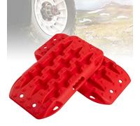 GOPLUS 2 x Sandbleche Anfahrhilfe, Recovery Board Offroad Tracks max. 10T Last, Traktionshilfe Traktionsmatte Auto bei Schnee, Schlamm, Sand, Reifenleiter für PKW, LKW (58 × 31 × 6 cm,Rot)