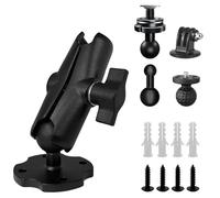 GPS-Halterung aus Aluminium, 17-25 mm Kugelanschluss mit T-Bolzenhalterung und 2,5 cm Kugelhalterungsadapter, 3-in-1, passend für Garmin GPS und Rückfahrkamera-Monitor, robuste Bohrbasis, Arm mit 25