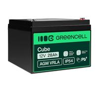 Green Cell® AGM 12V 28Ah Akku Vlies Batterie VRLA Blei Batterie Bleiakku Ersatzakku Akkubatterie Versorgungsbatterie Zyklenfest Wartungsfrei Aufsitzmäher Rasenmäher Rollstuhl Scooter Boot