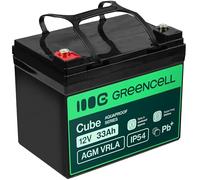 Green Cell AGM 12V 33Ah IP54 VRLA Bleiakku Zyklenfest Wartungsfrei | für Caravan, Wohnwagen, Photovoltaik, Solaranlagen, Rollstuhl und zuverlässige Stromversorgung, Robuste Vlies TechnologieG