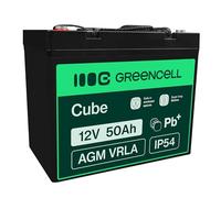 Green Cell® AGM 12V 50Ah Akku Vlies Batterie VRLA Blei Batterie Bleiakku Ersatzakku Akkubatterie Versorgungsbatterie Zyklenfest Wartungsfrei Caravan Camping Camper Solarpanel Solarbatterie