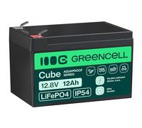 Green Cell Cube LiFePO4 Akku 12Ah 12.8V - Lithium-Eisenphosphat-Batterie für Wohnmobile, Boote, Solaranlagen, Off-Grid-Systeme, mit BMS, leicht & sicher