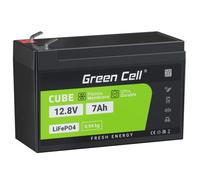 Green Cell LiFePO4 Batterie 7Ah 12.8V 89.6Wh Akku 12V BMS, 10 Jahre Lebensdauer, über 5500+ Zyklen, für UPS Spielzeug Rollstuhl, Perfekter Ersatz für Blei-Säure, AGM, Gel Batterie