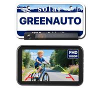 GREENAUTO Solar Kabellos Digital Rückfahrkamera Set, 5“ 1080P Monitor Unterstützt 2 Rückfahrkameras,6000mAh Akku 3 Mins DIY Installation IP69K Wasserdicht,Parkhilfe für Auto, LKW, Van, SUV, Wohnmobil