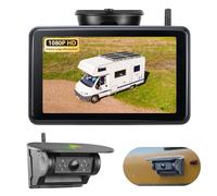 GREENAUTO Solar Rückfahrkamera Kabellos mit 7" 1080P Touchscreen Monitor: 9600mAh Akku 1 Mins DIY Installation, IP69K Wasserdicht Rückfahrkameras für Auto, LKW, Van, SUV, Wohnmobil