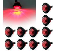 GSRECY abgedichtete runde LED-Front-Rück-Seitenmarkierungsleuchten, wasserdicht, 1,9 cm, Leuchtmittel, 12 V, für Auto, LKW, Boote, Lastwagen, Busse, Reisebusse, Anhänger, Kabine, Wohnmobil (Rot, 12 V)