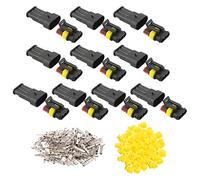 GTIWUNG 10 tlg 3 polig Stecker Steckverbinder Wasserdicht, Steckdose Set für KFZ, Auto Elektrischer Anschluss Stecker (3 Polig Gelbes Siegel)