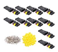 GTIWUNG 10 tlg 4 polig Stecker Steckverbinder Wasserdicht, Steckdose Set für KFZ, Auto Elektrischer Anschluss Stecker (4 Polig Gelbes Siegel)