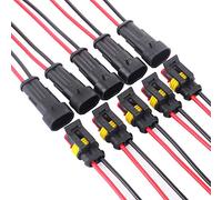 GTIWUNG 5 Set 2-Polig Kabel Steckverbinder Stecker Auto Wasserdicht Elektrische Anschluss mit Draht, Verbindungsstecker Wasserdicht für KFZ/LKW/Auto/Roller/Motorrad