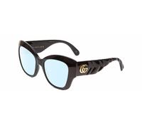 Gucci GG0808S Damen Katzenauge Blau Licht Brille IN Black Gerippt Chevron Gold