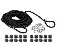 Gummiseil 10 Meter Expanderseil 7,5 mm Gummikordel für Anhänger inkl. 10 Würgeklemmen und 20 Planenknöpfe