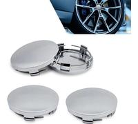 GUOMIS 4 Stück Radnabenkappe, passend für VW- und Audi-Alufelgen (Außendurchmesser 60 mm, Innendurchmesser 56 mm), aus ABS-Material, inklusive verschiedener Radkappen-Zubehörteile (Silber)