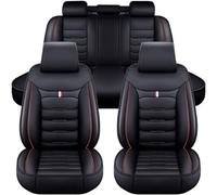 GUOQINGLH Auto Sitzbezüge Set Autositzbezüge für Alfa Romeo Junior 2016-2026, Leder Schonbezüge 5-Sitzer Autositzbezug Wasserdicht Universal Zubehör,Black-red