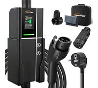 GUWIEYG Typ 1 Ladekabel Schuko, 3,5kW /5M EV Ladegerät mit Typ 1 auf Typ 2 Adapter, Verstellbarer Strom 8-16A Elektroauto Ladegerät für J1772 EVs