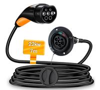 GUWIEYG Verlängerung für Ladekabel Elektrofahrzeug Typ2, 22kW, 7m, 32A Verlängerungskabel für Elektrofahrzeug, IEC62196 Ladeverlängerungskabel mit Tragetasche