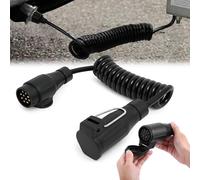 GWAEPU 13 Polig Anhänger Verlängerungskabel Adapter: 2m 13 Pol Stecker auf 13 Poliger Steckdose Sprialkabel 13 Poliger Anhängerstecker mit Kabel für Auto LKW RV Wohnwagen (Schwarz)