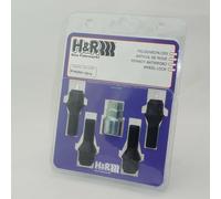 H&R Felgenschloss-Set M14x1.50x28mm Kegelbund Schwarz - 4 Felgenschloss-Schrauben inkl. Adapter