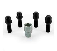 H&R Felgenschloss-Set M14x1.50x28mm Kegelbund Schwarz - 4 Felgenschloss-Schrauben inkl. Adapter
