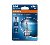 OSRAM COOL BLUE® INTENSE H4, 100% mehr Helligkeit, bis zu 5.000K, Halogen-Scheinwerferlampe, LED-Look, Einzelblister (1 Lampe)