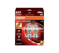 OSRAM NIGHT BREAKER 220, H7, 220% mehr Helligkeit, Halogen-Scheinwerferlampe, 64210NB220-2HB, Faltschachtel (2 Lampen), white