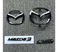 HAHYHL Ersatz Emblem für Mazda 3 Hatchback 2013-2016,Schwarz Vorne Kühlergrill Hinten Kofferraum Aufkleber Zeichen Logo Schriftzug 3D Metall Auto Außen Dekoration Zubehör,All