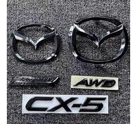 HAHYHL Ersatz Emblem für Mazda CX-5 2017-2021,Schwarz Vorne Kühlergrill Hinten Kofferraum Aufkleber Zeichen Logo Schriftzug 3D Metall Auto Außen Dekoration Zubehör,All