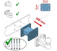 Verlängerung 100mm für Anschraubplatte AHK-Bock 83x56mm für Renault Master 2010-