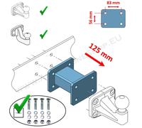 Distanzblech 125 mm für AHK Flanschkugel Anhängebock für NISSAN NV 200 2010-