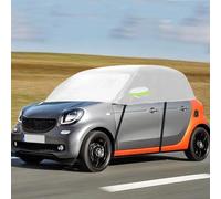Halbgarage Autoabdeckung für Benz Smart Fortwo 2006-2025, Wasserdicht Sonnenschutz Thermomatten, Atmungsaktiv Autoplane Regen Sonne Schnee Auto Abdeckplane Abdeckung (Silber)