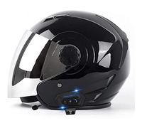 Halbhelme Jethelme Bluetooth Motorradhelm Mit Visier Offenes Gesicht Motorradhelm Open Face Halbes Helm Rollerhelm Sturzhelm Chopper Helm für Damen Herren Erwachsene ECE-Zertifizierung O,L