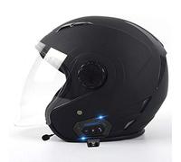 Halbhelme Jethelme Bluetooth Motorradhelm Mit Visier Offenes Gesicht Motorradhelm Open Face Halbes Helm Rollerhelm Sturzhelm Chopper Helm für Damen Herren Erwachsene ECE-Zertifizierung F,M