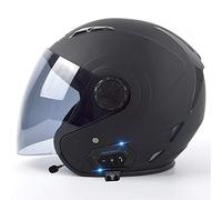 Halbhelme Jethelme Bluetooth Motorradhelm Mit Visier Offenes Gesicht Motorradhelm Open Face Halbes Helm Rollerhelm Sturzhelm Chopper Helm für Damen Herren Erwachsene ECE-Zertifizierung H,L