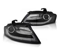 Halogen H7/H7 Scheinwerfer Schwarz + LED TFL passt für Audi A4 B8 ab 2008-2011