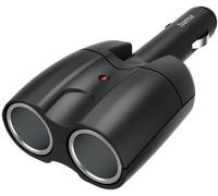 Hama Zigarettenanzünder Verteiler, Doppelstecker (12V Zigarettenanzünder Buchse, 2-Fach, 12V Doppelstecker, Doppel Zigarettenanzünder, Gelenkstecker, 180°, Auto Zubehör, Kfz Verteilerdose) schwarz