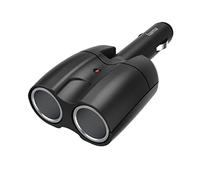 Hama Zigarettenanzünder Verteiler, Doppelstecker (12V Zigarettenanzünder Buchse, 2-Fach, 12V Doppelstecker, Doppel Zigarettenanzünder, Gelenkstecker, 180°, Auto Zubehör, Kfz Verteilerdose) schwarz