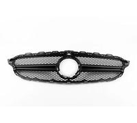 Haube Kühlergrill Für Mercedes Für Benz C Klasse W205 2019-2020 Auto Front Grill Grille Stoßstange Oberen Haube Mesh Grid Mit Kamera Loch(Schwarz)