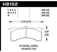 Hawk Performance HB102W.800 Für Ap Racing 6/Wilwood DTC-30 Bremsbeläge