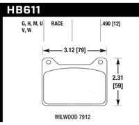 Hawk Performance HB611W.490 Für Wilwood 7912 DTC-30 Rennen Bremsbeläge