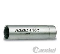 HAZET Zündkerzen-Schlüssel 4766-2 Vierkant hohl 10 mm (3/8 Zoll) Außen-Doppel-Sechskant Profil 14