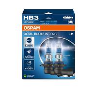 OSRAM COOL BLUE® INTENSE HB3, 100% mehr Helligkeit, bis zu 5.000K, Halogen-Scheinwerferlampe, LED-Look, Hängebox (2 Lampen)