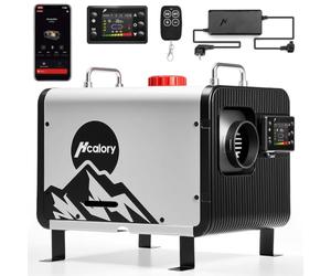 HCALORY 8 kW Diesel-Luftheizung, 12V/24V DC & 220-240V AC mit APP & Adapter | 0,1-0,36 l/h, 10-Gang-Leistung, automatischer Höhenmodus, Auto-Start-Stopp, geräuscharme Pumpe, Ein-Tasten-Rußentfernung